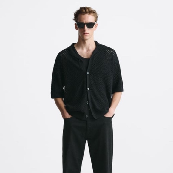 ZARA MEN Black Knit Cardigan Tee - Picture 4 of 4